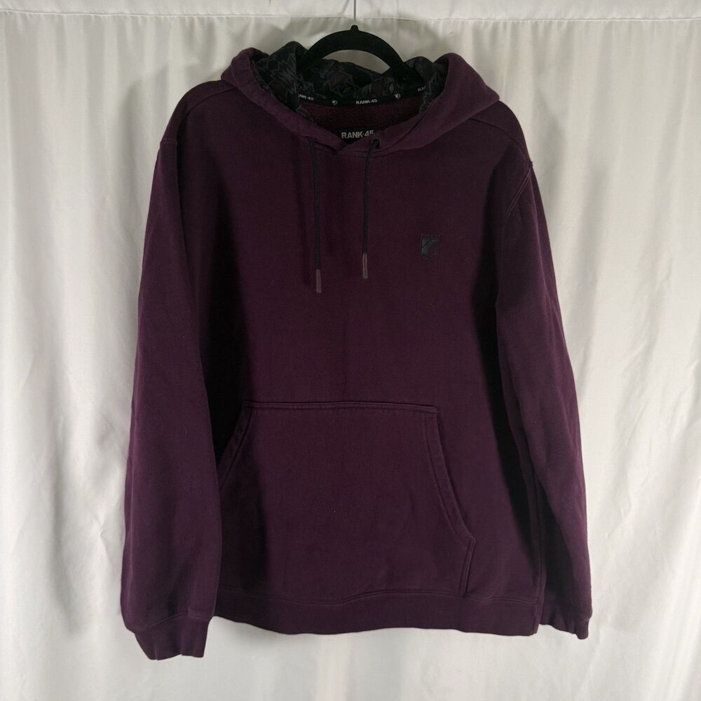Rank 45 Sweatshirt Hoodie Men's XL Burgundy Logo Sleeve Aztec Print Hooded